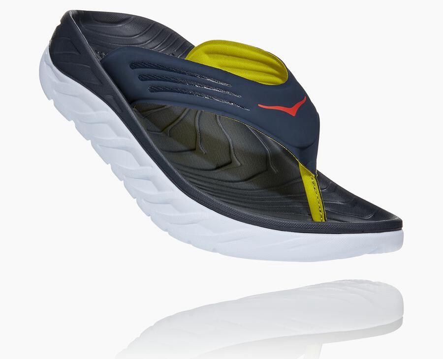 Hoka One One Ora Recovery Flip Sandaler Herr - Marinblå/Vita - BKTPV-9340